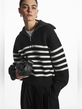 COS Wool and Cotton Half Zip Sweater